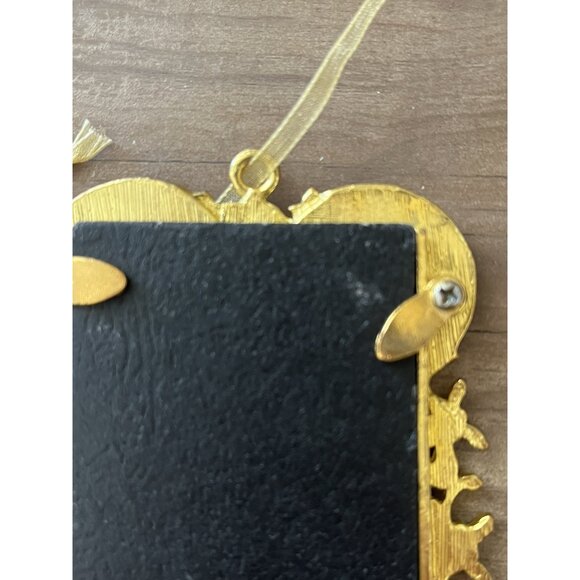 ST. Nicholas Square Enamel Gold Ornament Frame 4x3" Ornate Floral Rhinestones - Picture 7 of 7